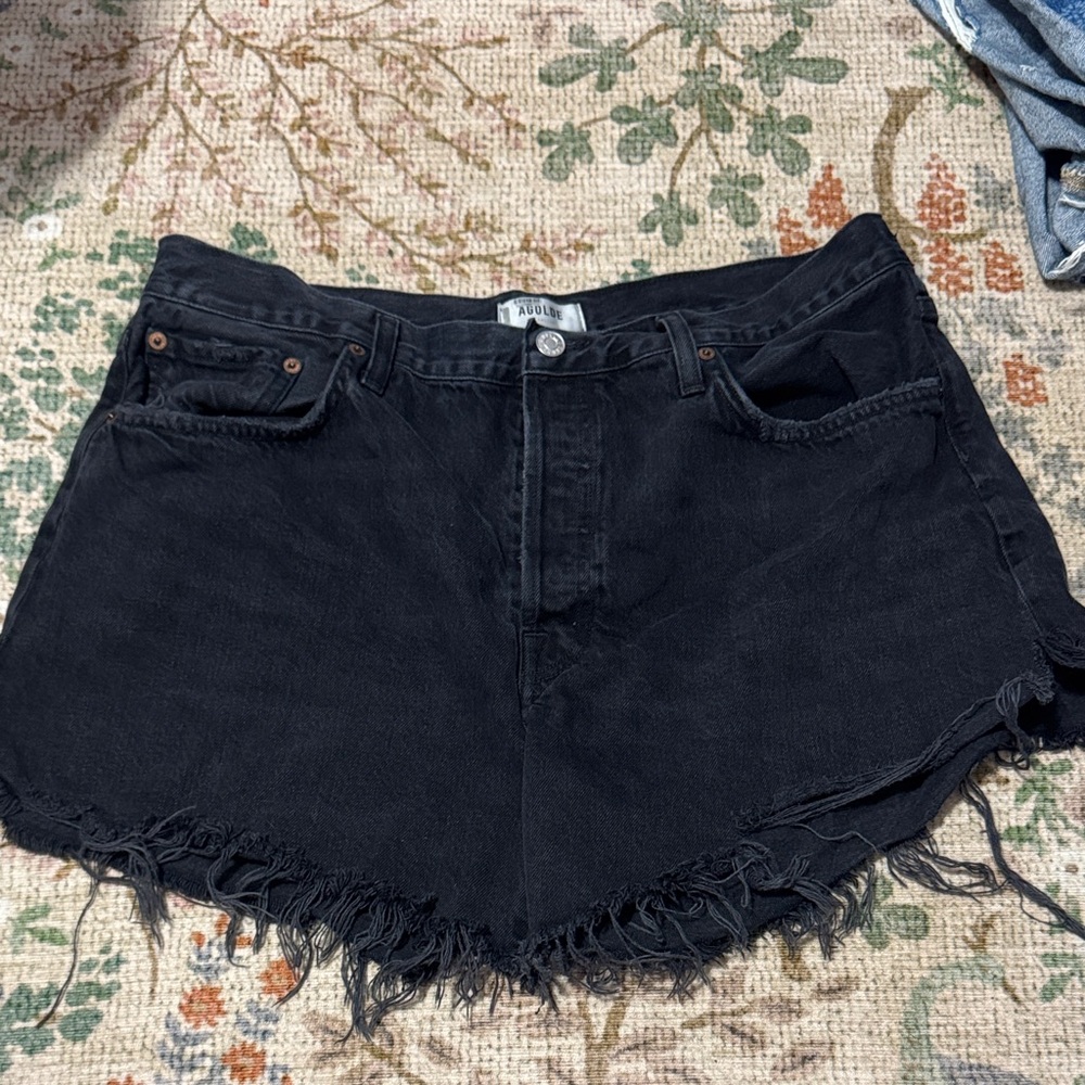 Agolde Parker Long Black Jean Shorts
